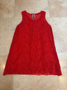 Johnny Was women’s Red Sleeveless Eyelet Mini Dress